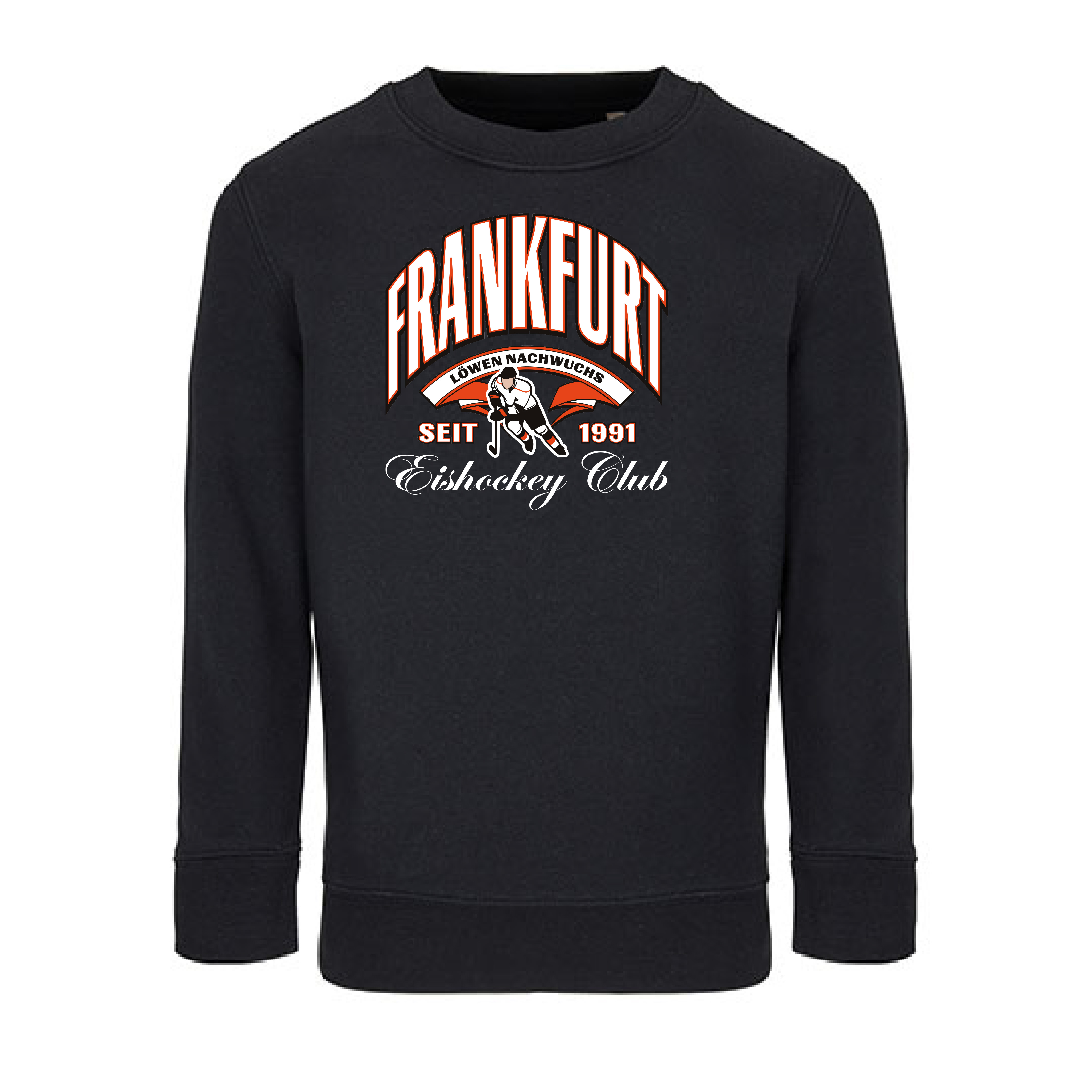 Crewneck Frankfurt Seit 1991 in Black, Herren/Unisex, Löwen Frankfurt Nachwuchs